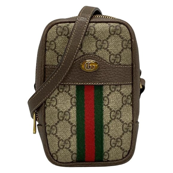 Auth GUCCI Ophidia 546595 Beige Dark Brown Multi PVC Leather - Shoulder Bag - Picture 1 of 16